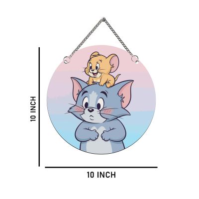 Tom and Jerry Theme Wooden Wall Hanging Playful Cartoon Art for Children's Bedroom and Playroom Decor Wall Art Modern Decor Item Return Gift